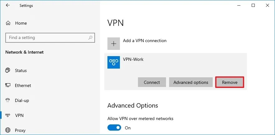 Remove VPN connection