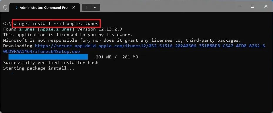 winget install iTunes app
