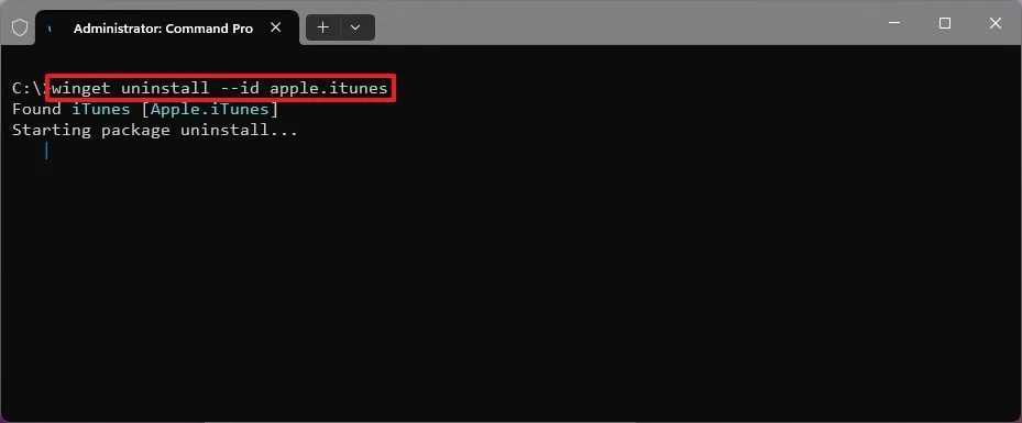 winget uninstall iTunes