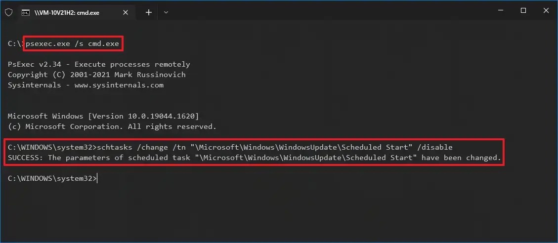 Disable scheduled task waking up PC command on Windows 10