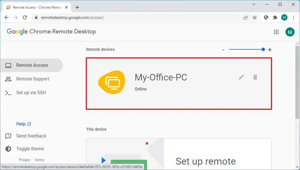 Access remote desktop