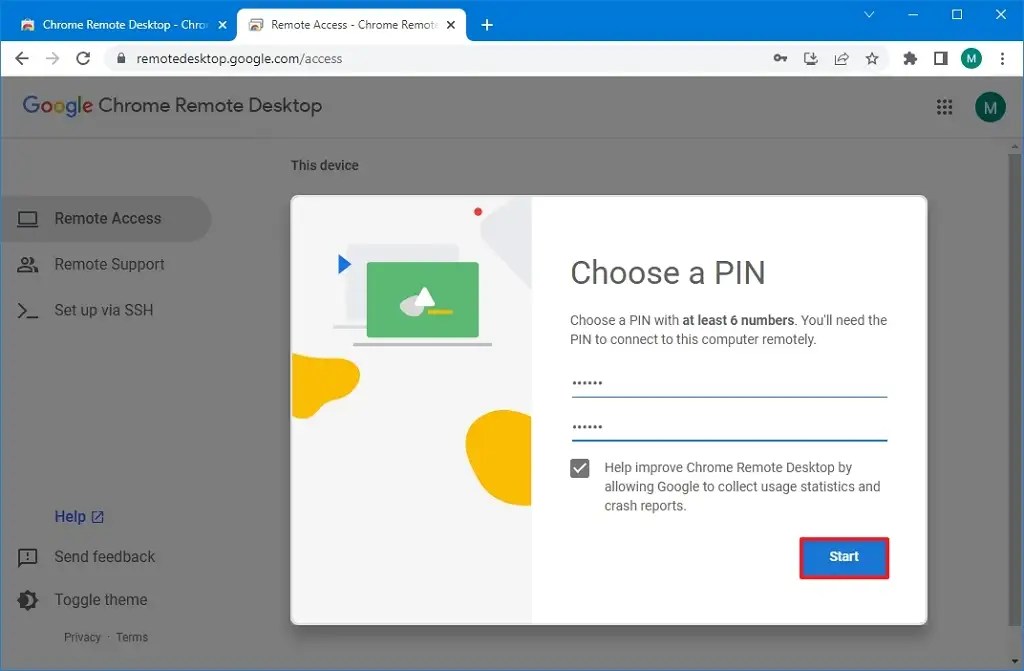 Chrome Remote Desktop PIN