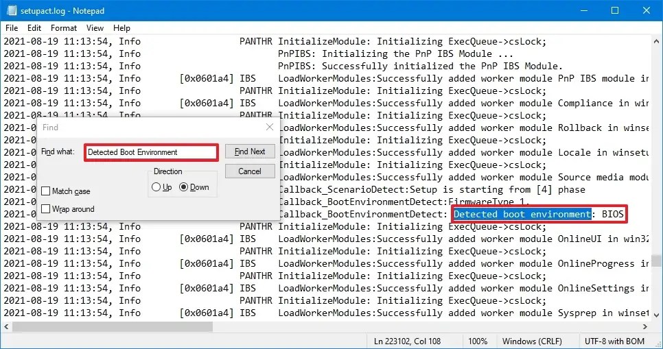 SetupAct.log check BIOS or UEFI