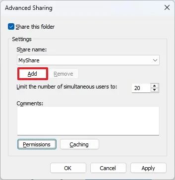 Add multiple names to the same shared folder