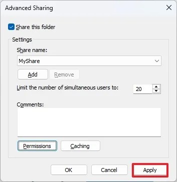 Folder advanced settings applied