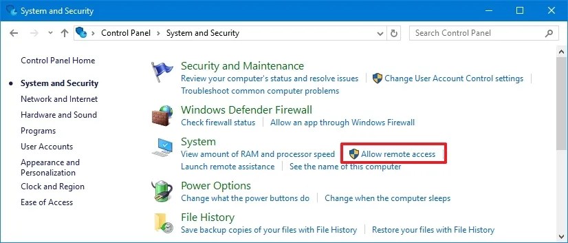 Allow remote access option