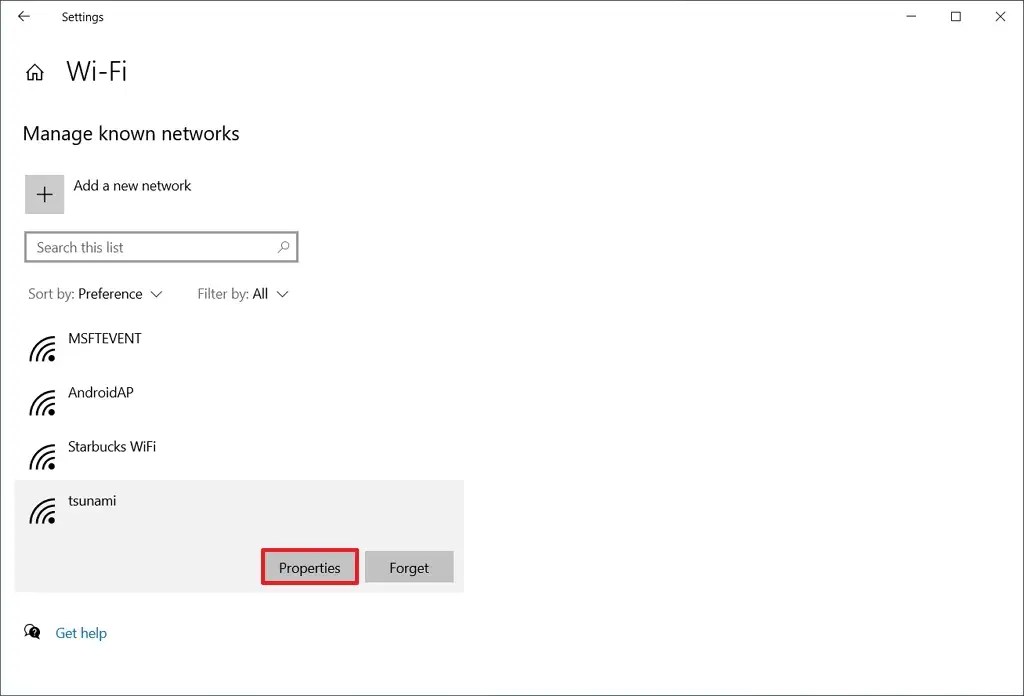 Wireless network properties