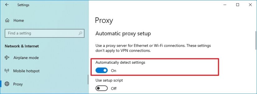 Proxy server automatic setup