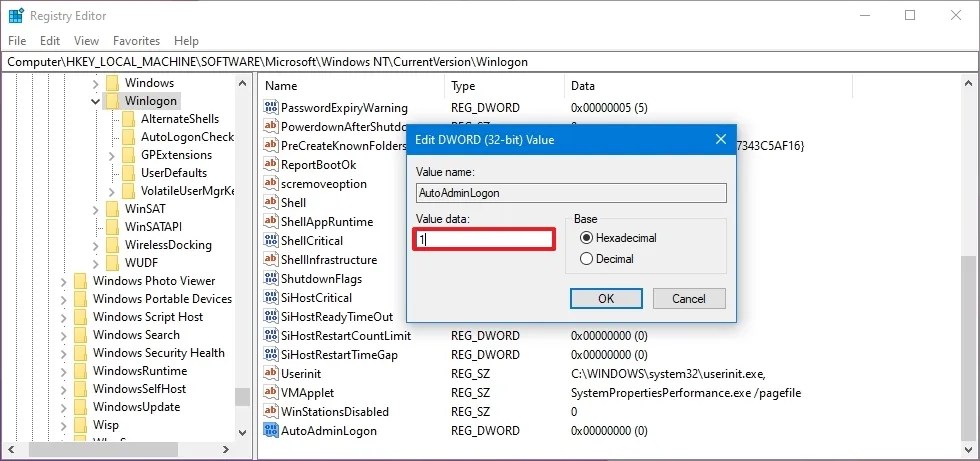 AutoAdminLogon enabled