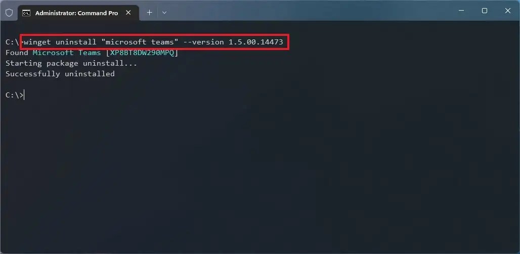 winget remove app version