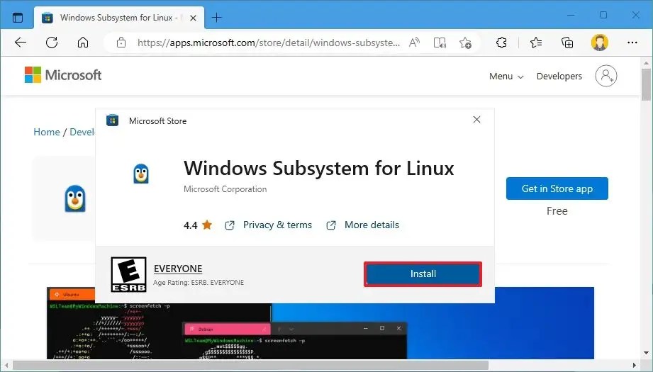 Microsoft Store install WSL