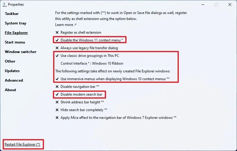 ExplorerPatcher enable classic File Explorer