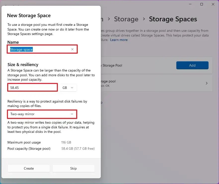 Create storage space