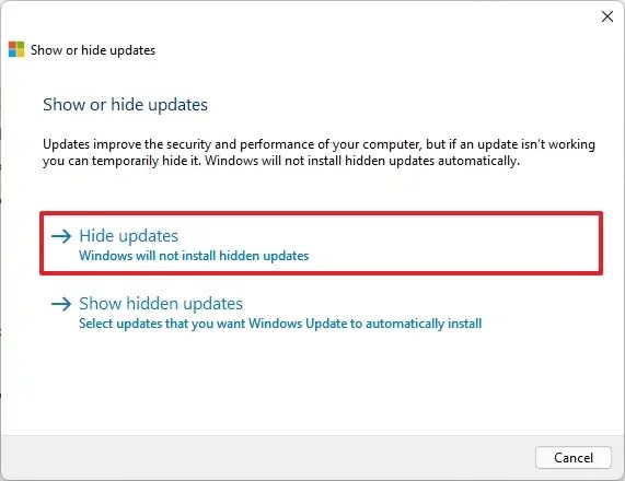 Windows 11 hide updates