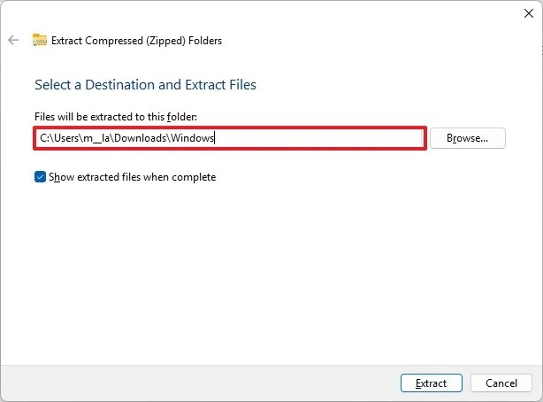 UUP Dump destination folder extraction