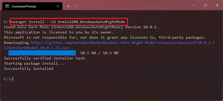 winget install Auto Dark Mode X