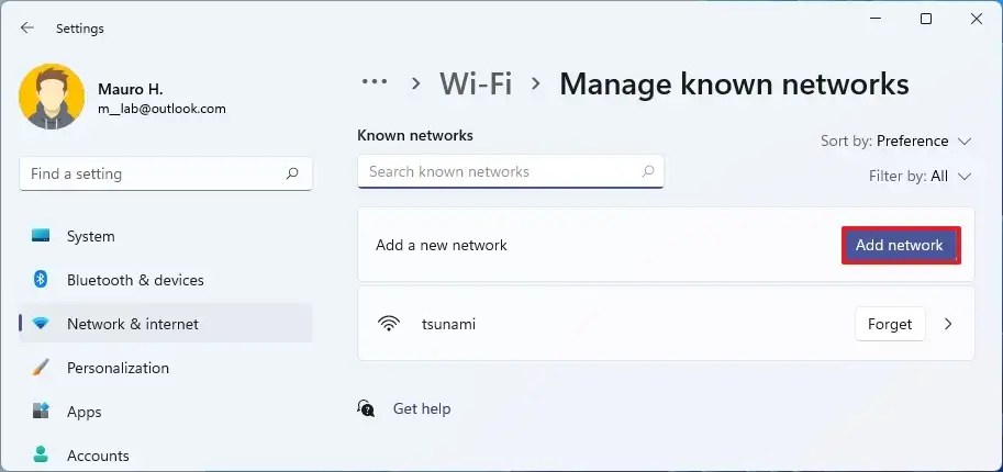 Add a new wireless network
