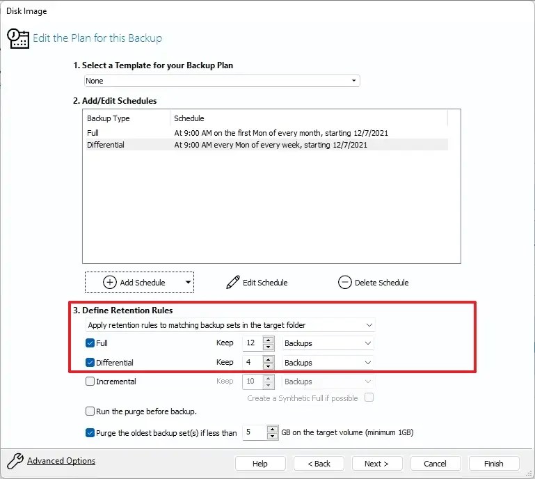 Macrium retention rules