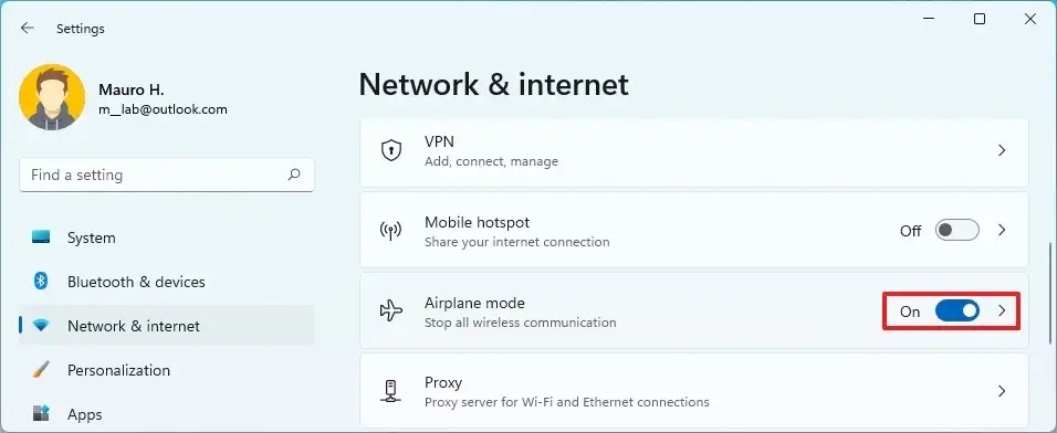 Enable Airplane mode