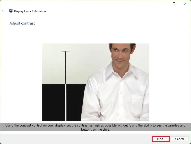 Adjust contrast settings