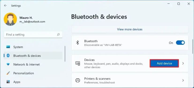 Bluetooth add new device