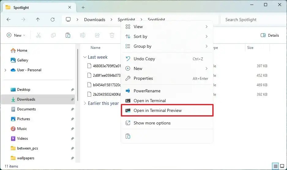 File Explorer open location in Command Prompt