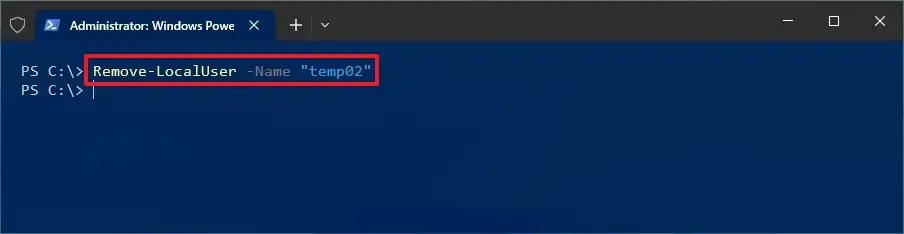 PowerShell delete local account