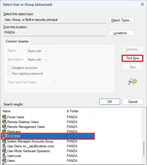 System group for task