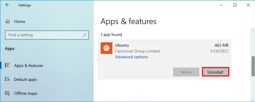 Windows 10 uninstall Linux distro on WSL