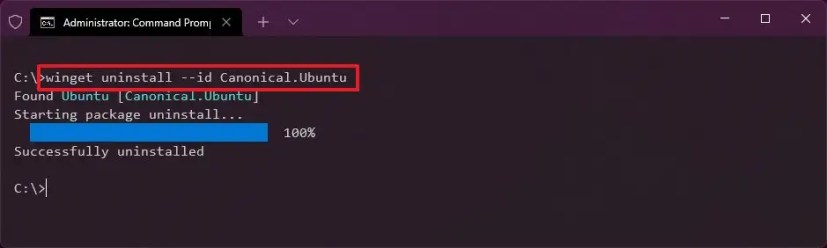 winget remove Linux distro on WSL