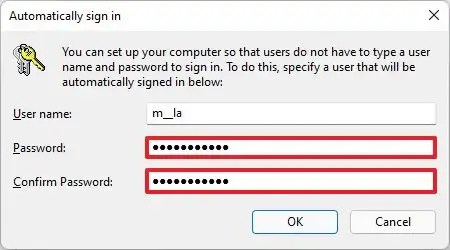 Windows 11 automatic sign in