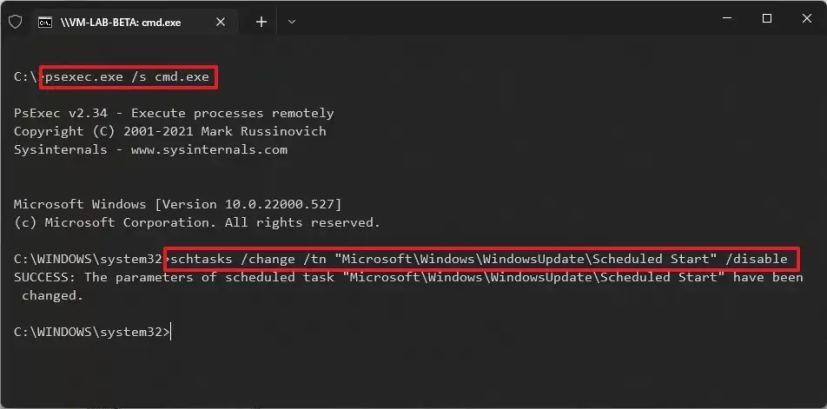 isable scheduled task waking up PC command