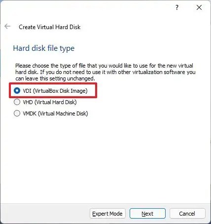 Create VirtualBox Disk Image