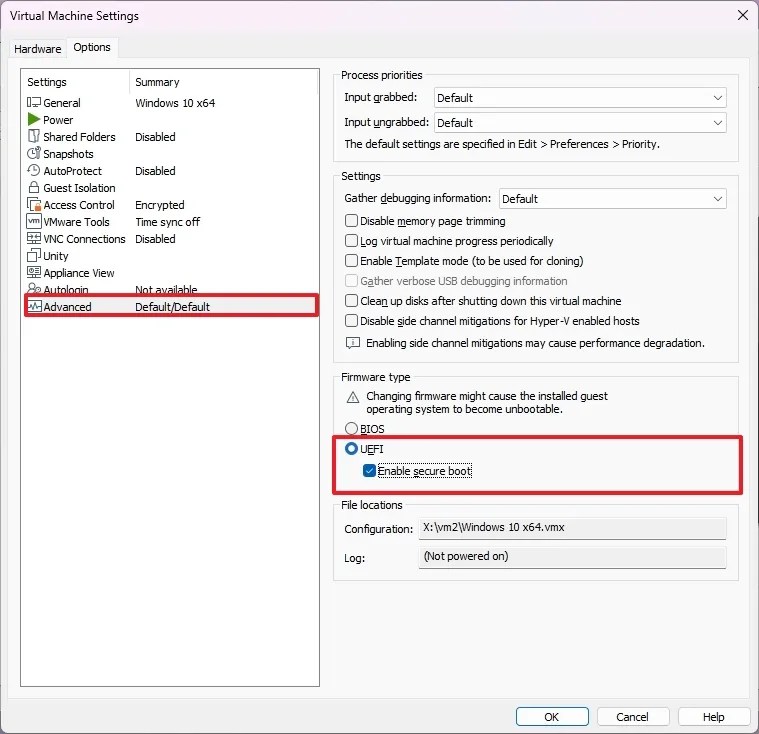 VMware enable UEFI and Secure Boot