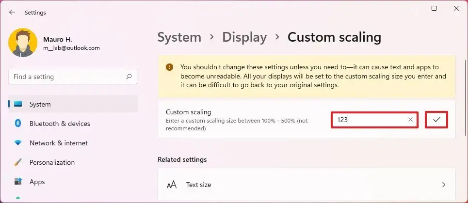 Custom scale setting