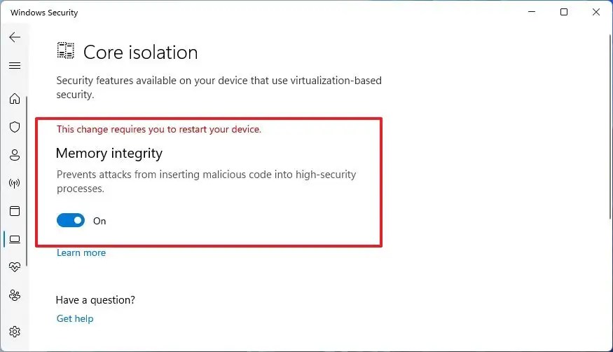 Enable memory integrity on Windows 11