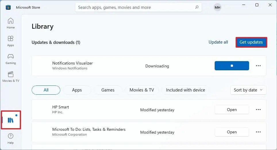 Microsoft Store apps install updates