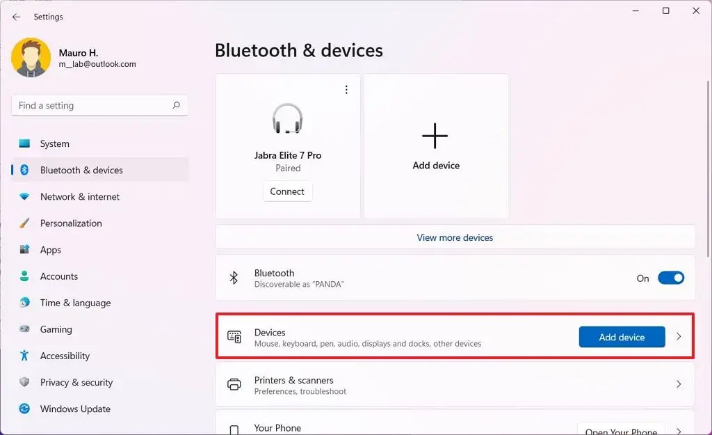 Mở thiết bị Bluetooth