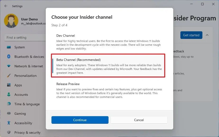 Windows 11 22H2 install via Beta Channel