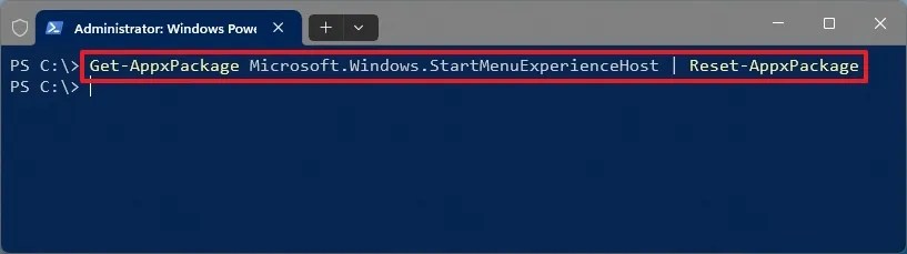 PowerShell reset Start menu