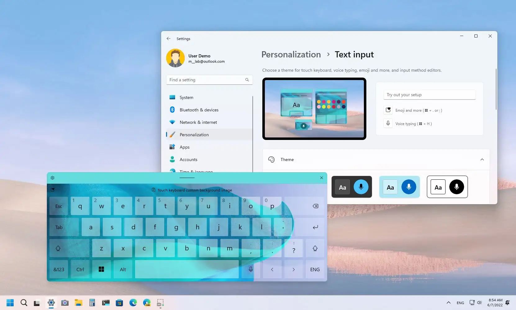 Text input theme