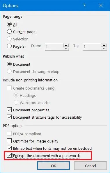 Encrypt document with password