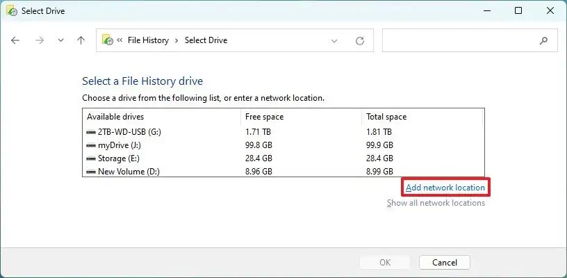 Add network location