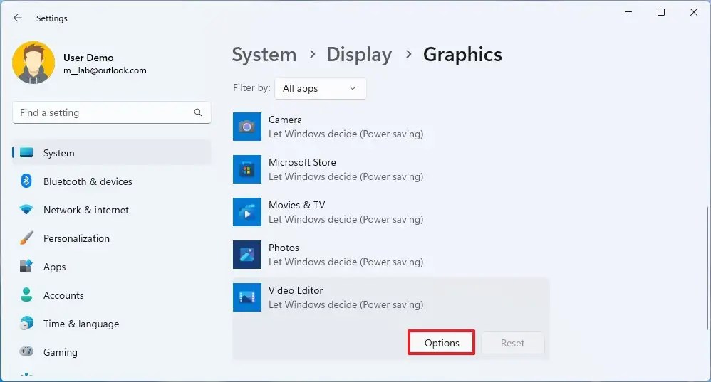 Change app GPU settings