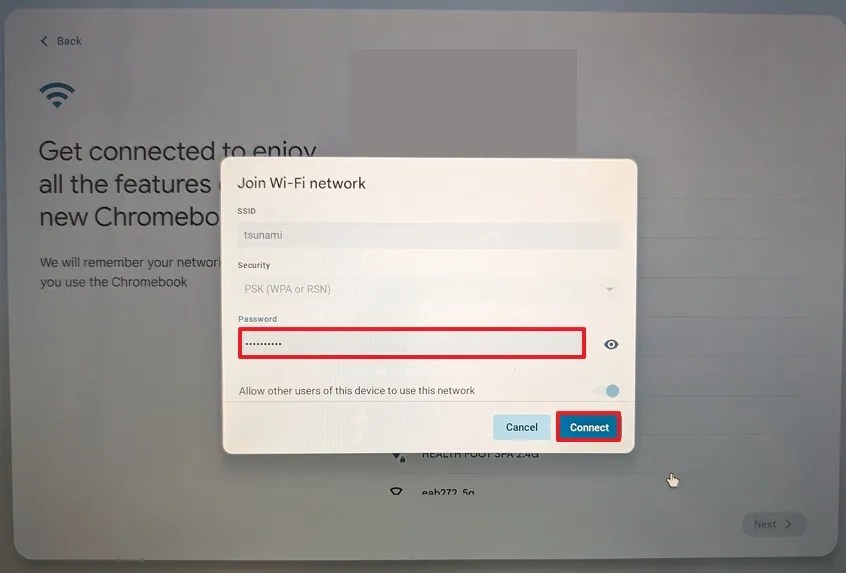 ChromeOS Flex Wi-Fi setup