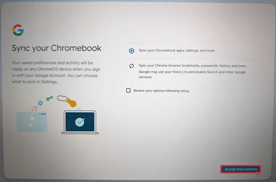 ChromeOS Flex review sync options