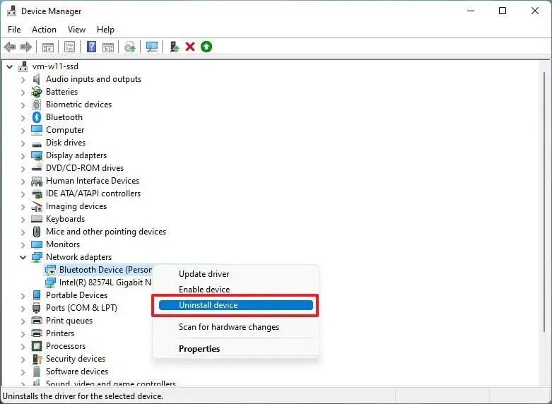 Desinstalar el controlador del Administrador de dispositivos