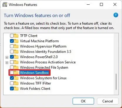Turn off legacy Windows features
