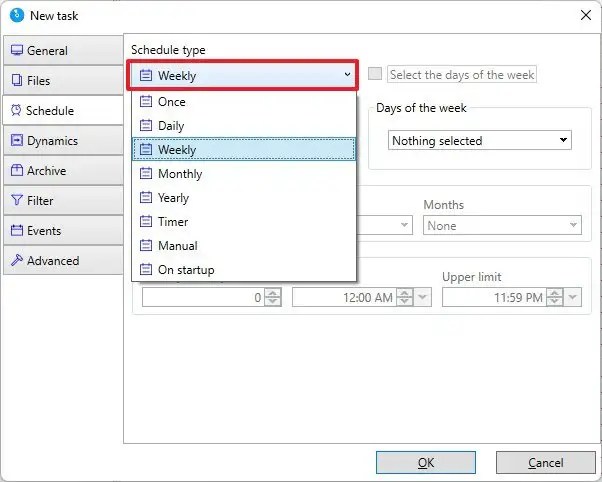 Cobian backup schedule