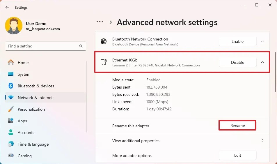 Rename network adapter